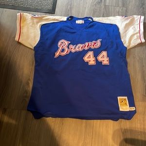 Hank Aaron Mitchell Ness Atlanta Braves Jersey 1974 sz3x
